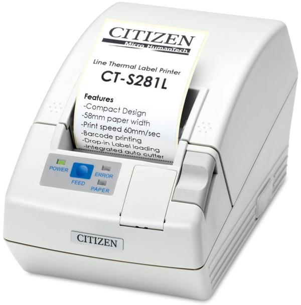 Термопринтер этикеток Citizen CT-S281L; Serial, White (USB, RS-232)